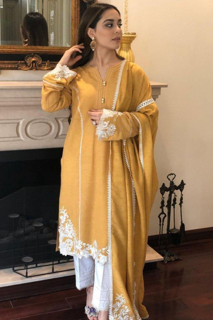 Maheen Trends - Yellow Waves - 2 Piece - Karandi