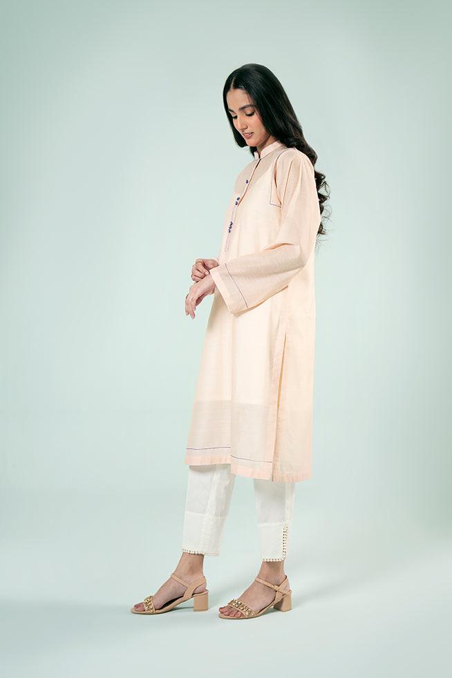 FOZIA KHALID  - Peach Blossom Kurta - Paper Silk - 1 Piece