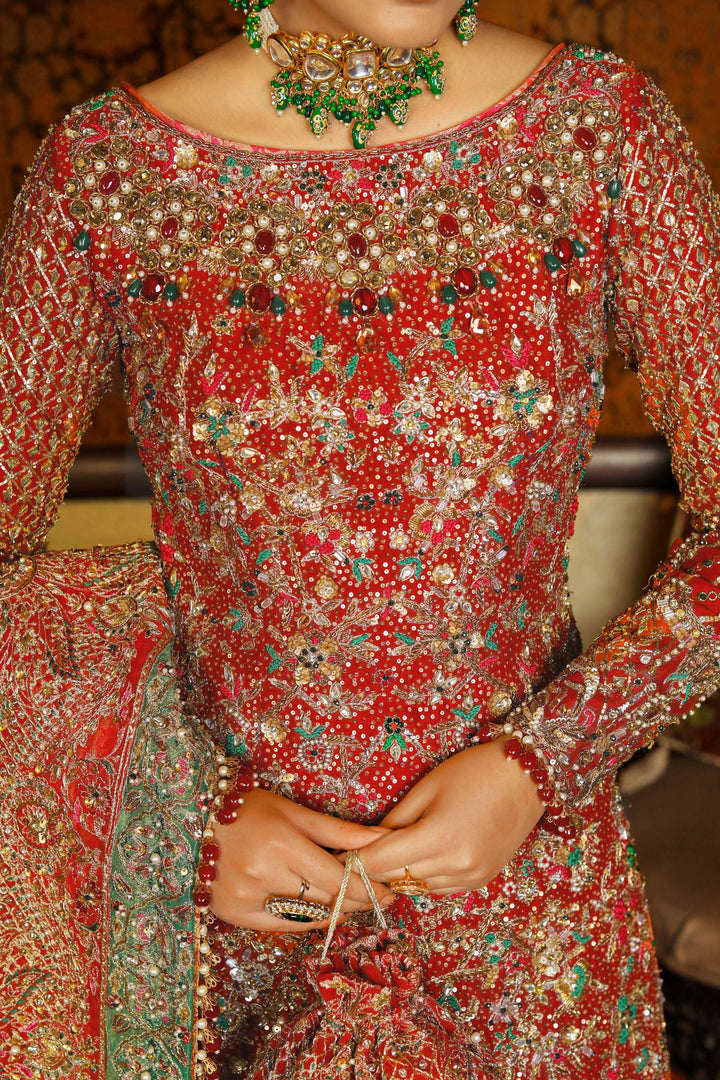 Arif Ashraf - Gul Naar - Deep Red - Raw Silk and Indian Brocade and Katan Organza - 3 Piece