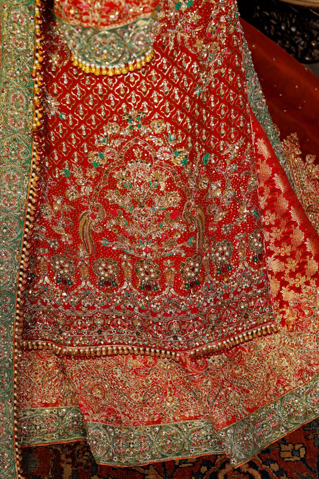 Arif Ashraf - Gul Naar - Deep Red - Raw Silk and Indian Brocade and Katan Organza - 3 Piece