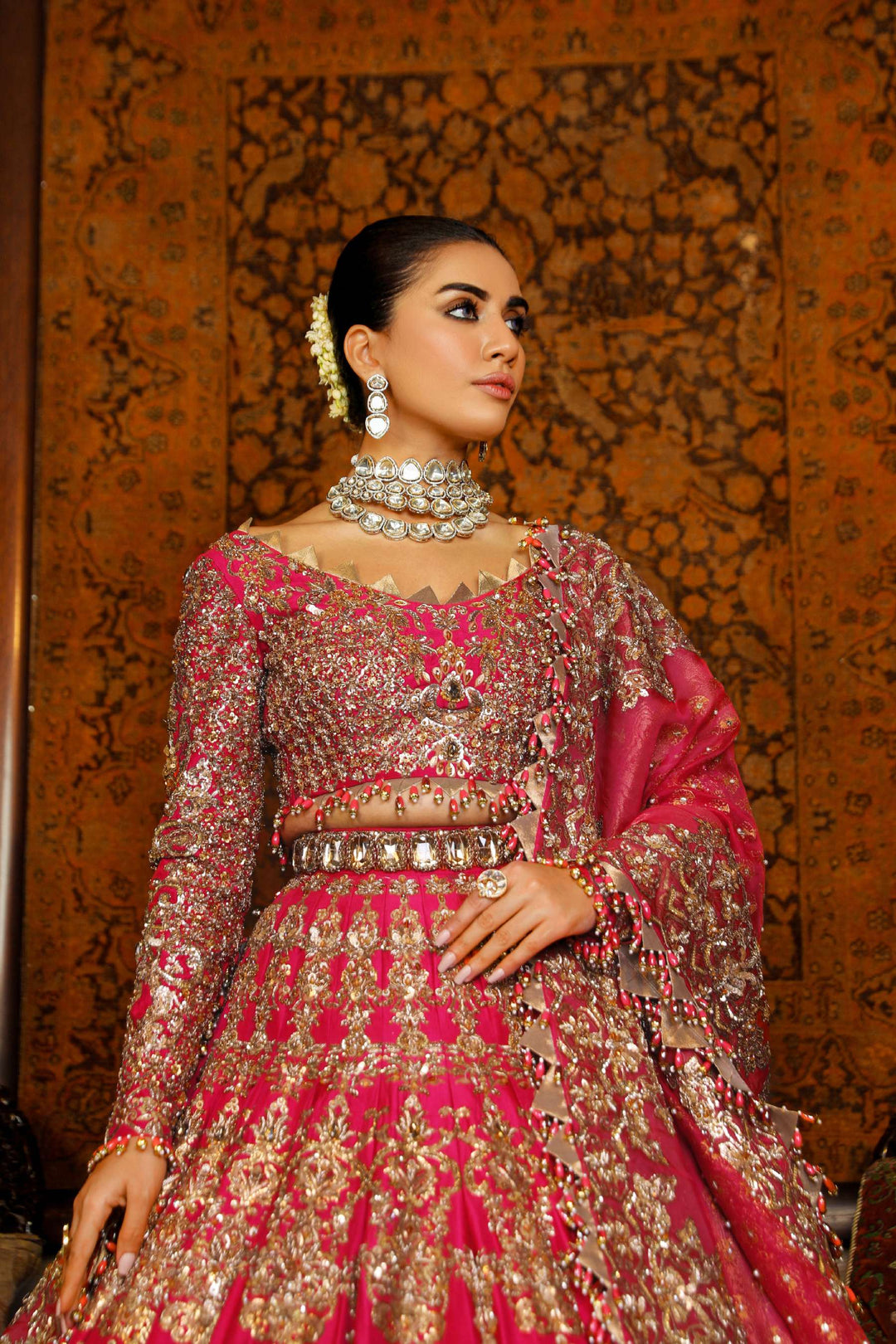 Arif Ashraf - Mor Mehal - Burgendy - Raw Silk and Katan Organza - 3 Piece