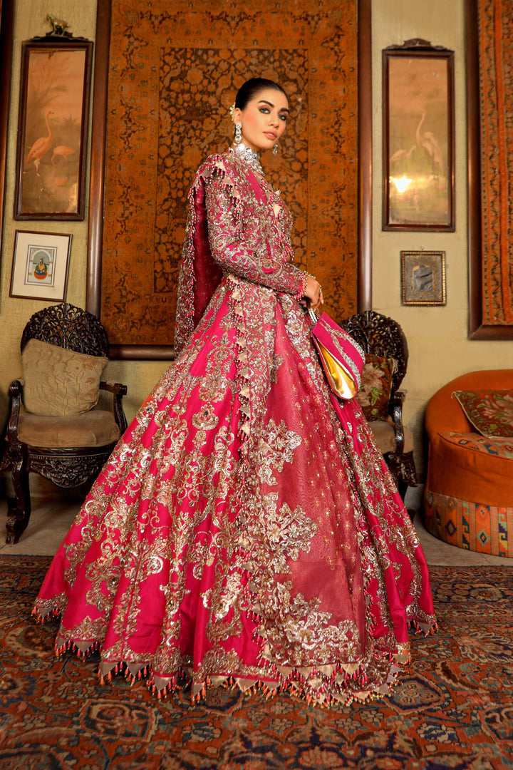 Arif Ashraf - Mor Mehal - Burgendy - Raw Silk and Katan Organza - 3 Piece