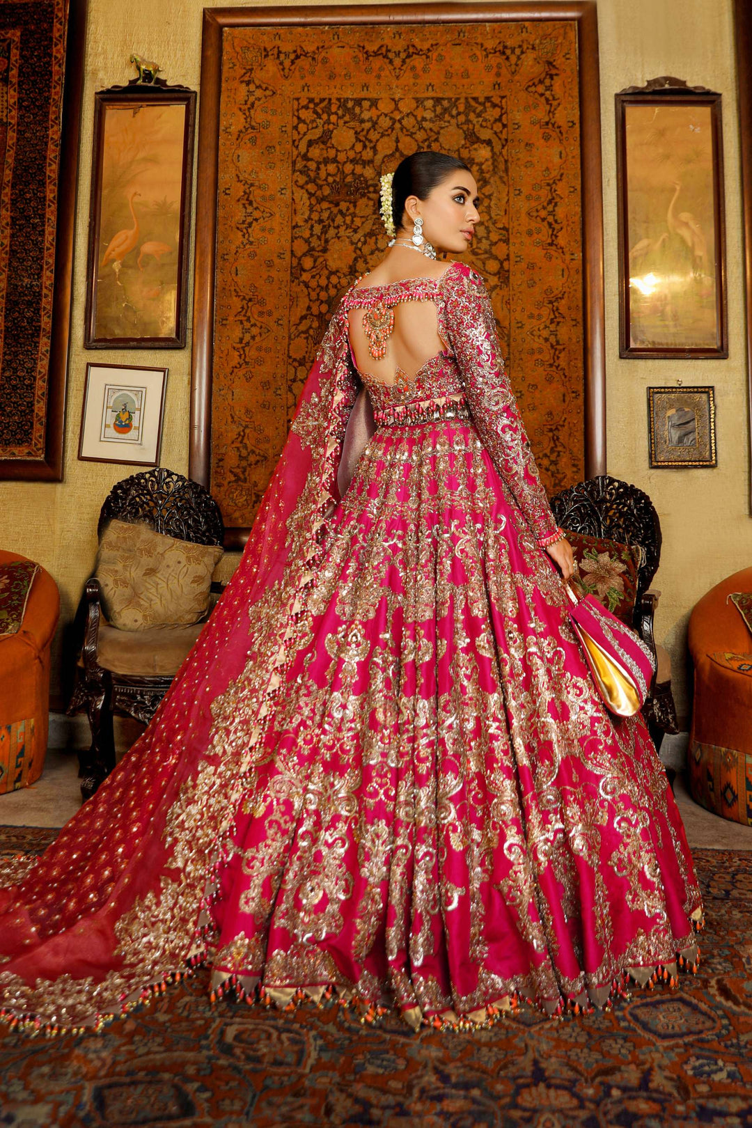 Arif Ashraf - Mor Mehal - Burgendy - Raw Silk and Katan Organza - 3 Piece