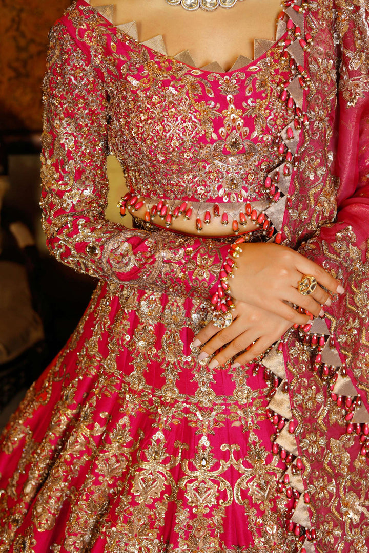 Arif Ashraf - Mor Mehal - Burgendy - Raw Silk and Katan Organza - 3 Piece