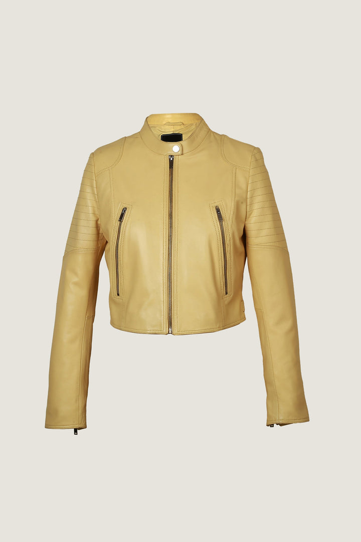 Novado - Women's Perfect Fashion Leather Jacket - Yellow - 1 Piece