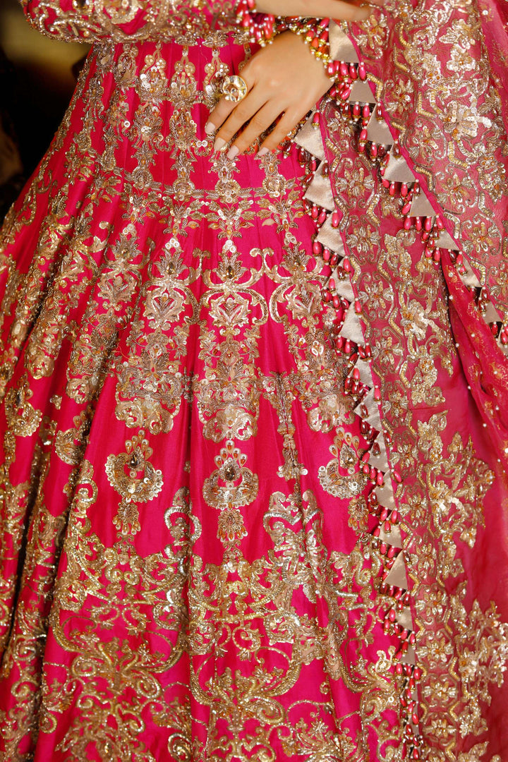 Arif Ashraf - Mor Mehal - Burgendy - Raw Silk and Katan Organza - 3 Piece