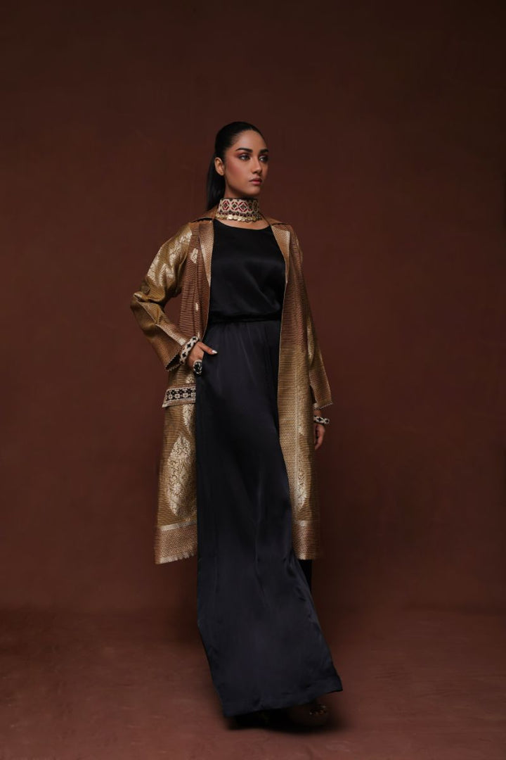 Huma Adnan - Aabroo - Gold - Jamawar - 1 Piece