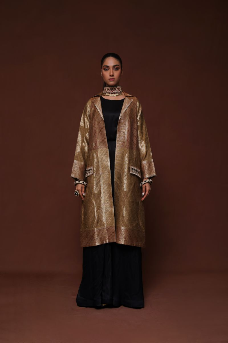 Huma Adnan - Aabroo - Gold - Jamawar - 1 Piece