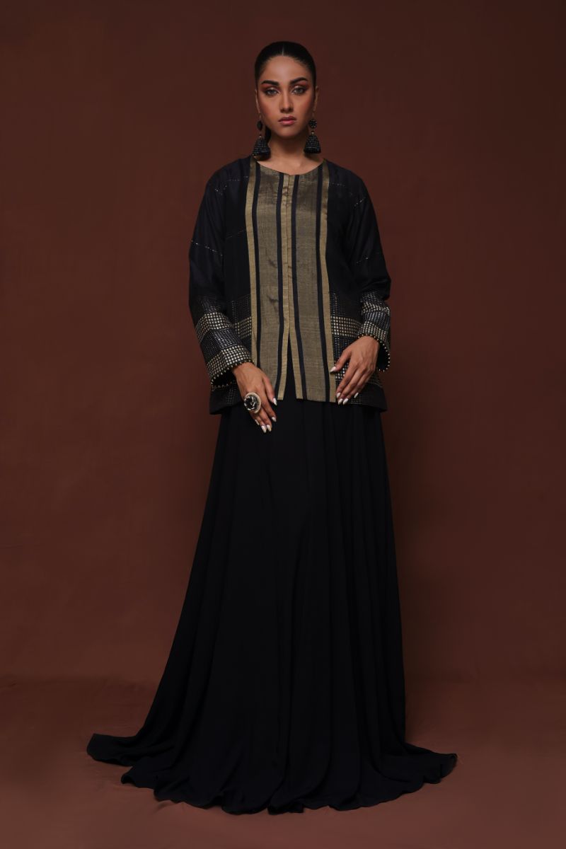 Huma Adnan - Hawaa - Black - Jamawar - 1 Piece