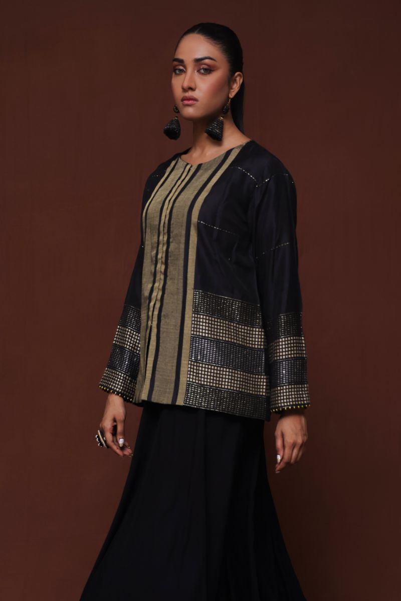 Huma Adnan - Hawaa - Black - Jamawar - 1 Piece