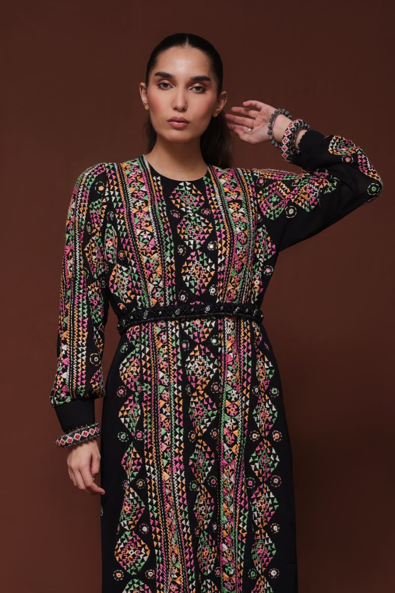 Huma Adnan - Hayat - Black - Chiffon - 1 Piece