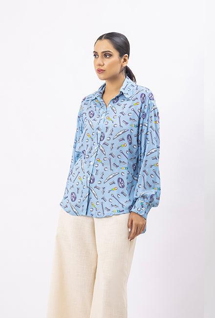 Gulabo - Loose Fit Nut Bolt Shirt - Bosky Lawn