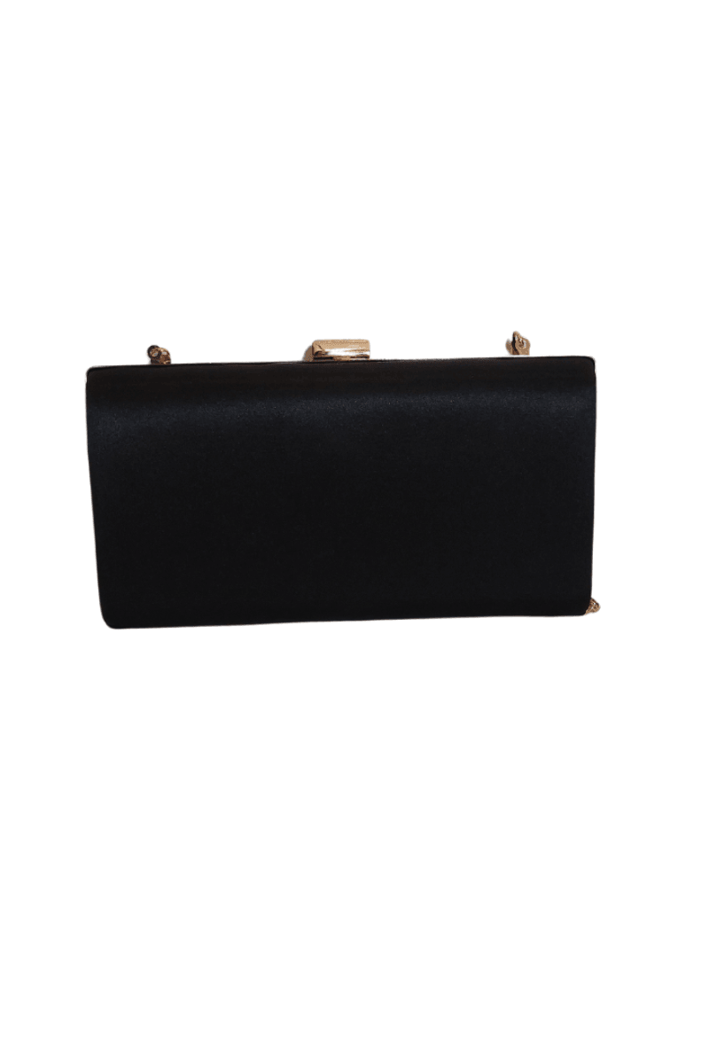 Pre-Loved Treasures - Steve Madden Black Satin with Silver Rhinestones Box Clutch | Gently Used