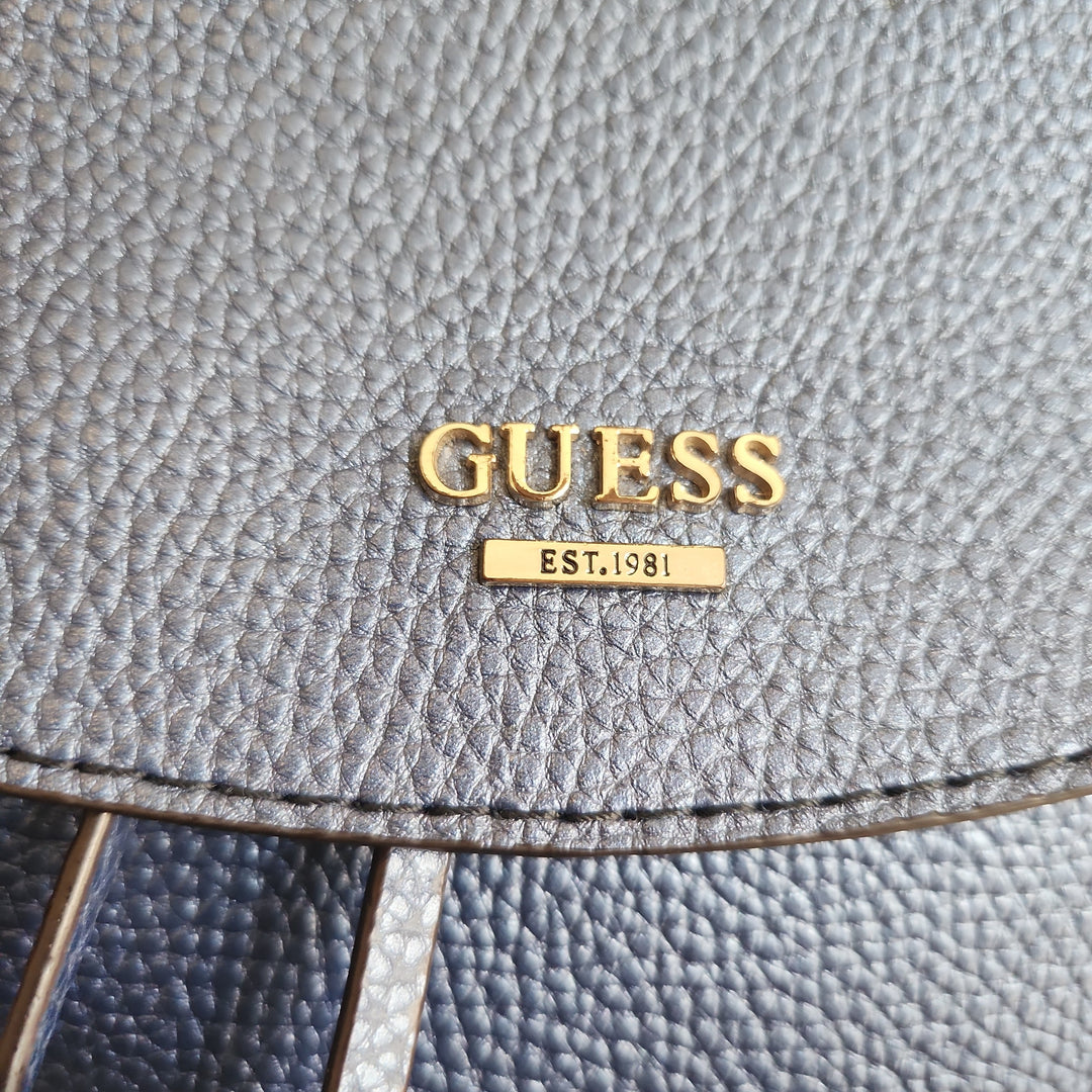 Pre-Loved Treasures - Guess Metallic Blue Pebbled Leatherette Large Crossbody Bag