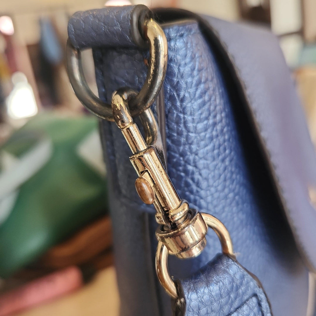 Pre-Loved Treasures - Guess Metallic Blue Pebbled Leatherette Large Crossbody Bag