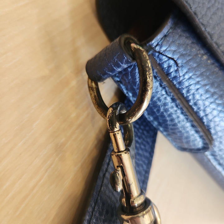 Pre-Loved Treasures - Guess Metallic Blue Pebbled Leatherette Large Crossbody Bag