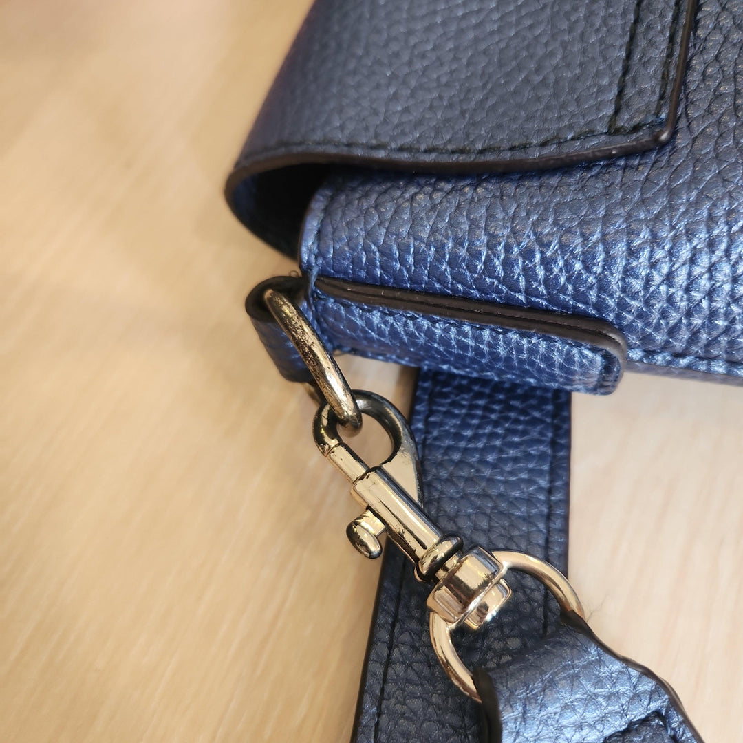 Pre-Loved Treasures - Guess Metallic Blue Pebbled Leatherette Large Crossbody Bag