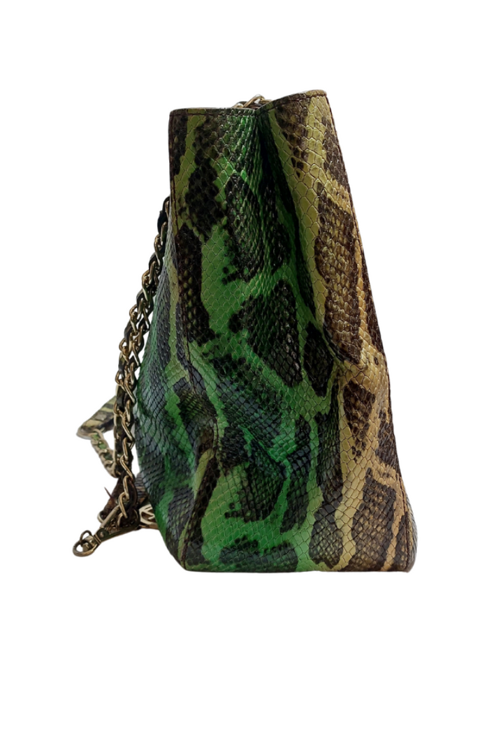 Pre-Loved Treasures - DKNY Green Snake print Leather Shoulder Bag