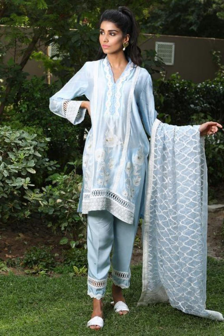 Maheen Trends - Apatite - Sky Blue - 3 Piece - Cotton Silk