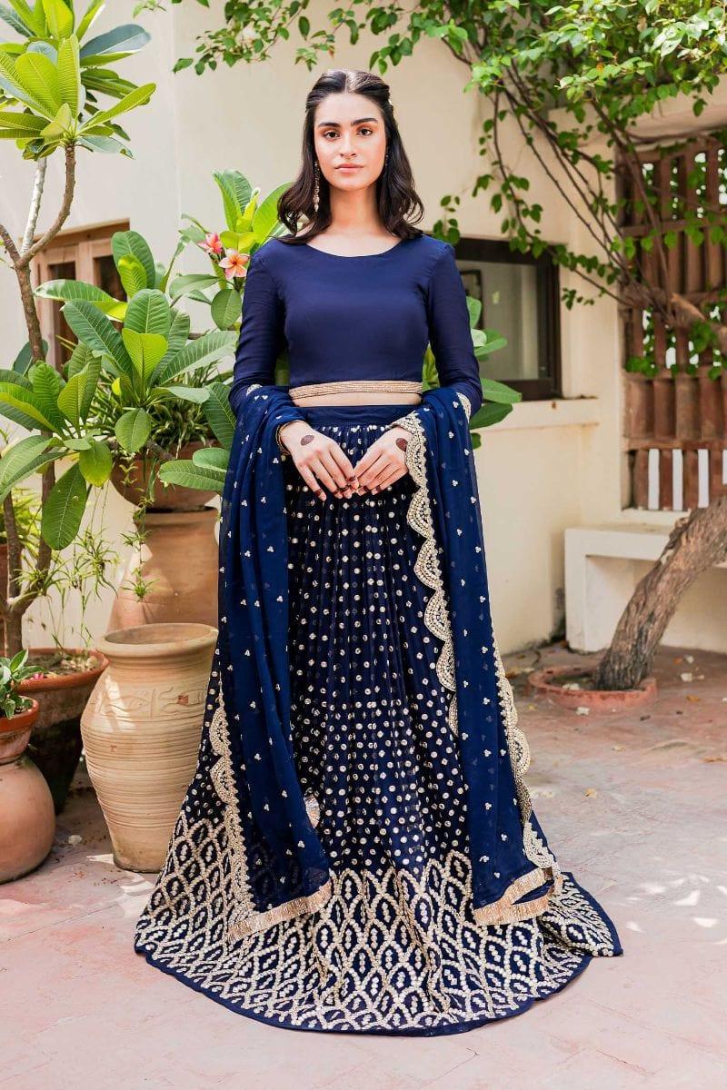 Allure by Ih - RIJA Silk & Chiffon - Midnight Blue - 4 Piece - Studio by TCS