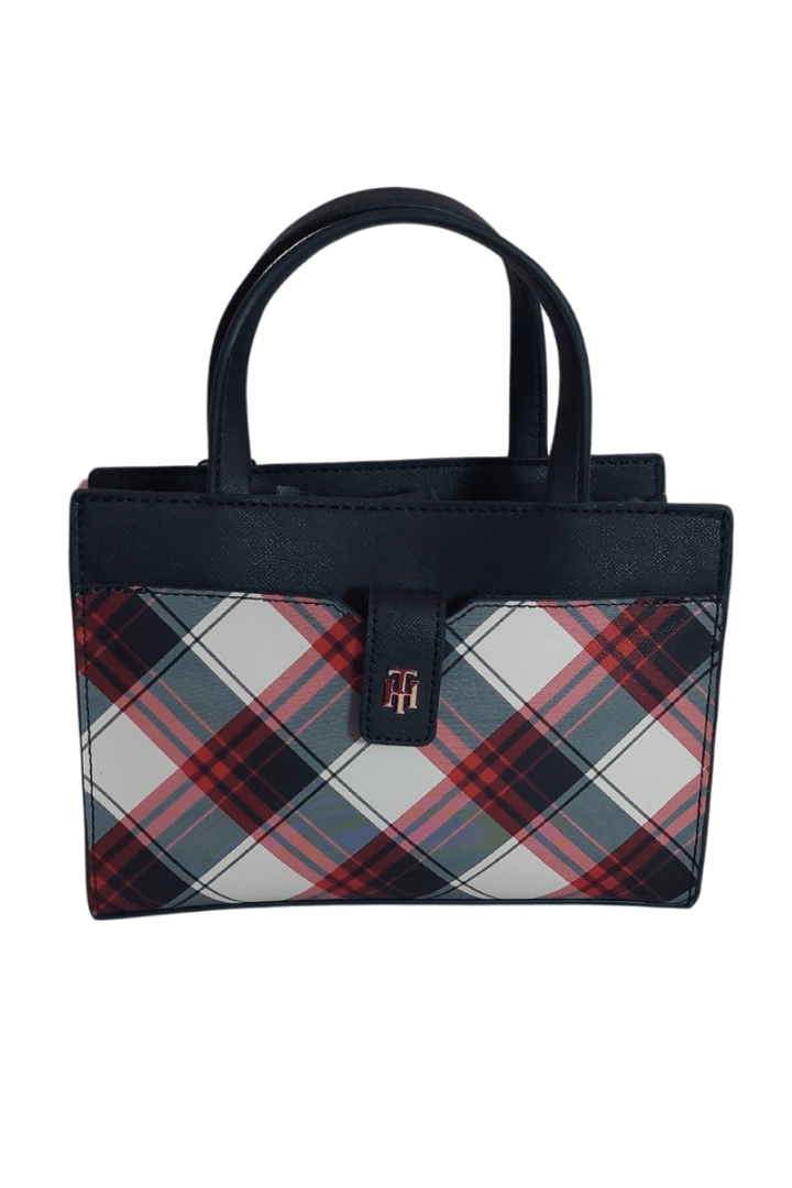 Pre-Loved Treasures - Tommy Hilfiger Navy, Red and White Small Leatherette Satchel | Brand New