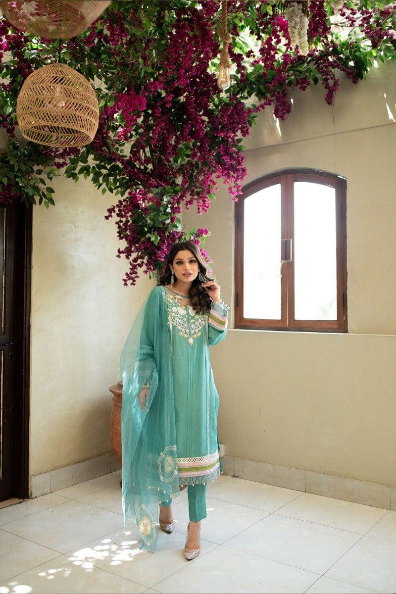 Leon - Jade Rose - Aqua - Pure Cotton & Silk - 3 Piece - Studio by TCS