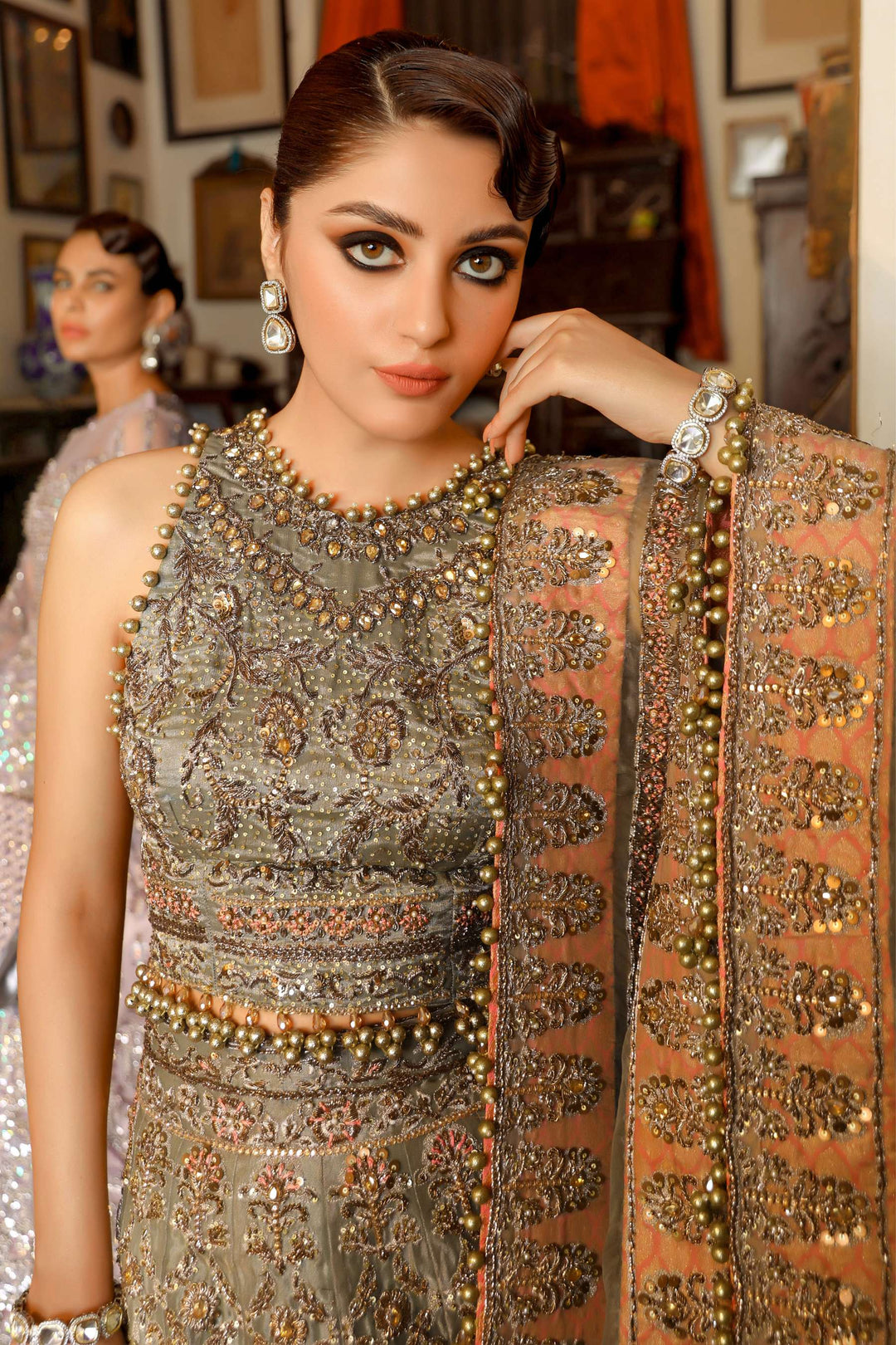 Arif Ashraf - Zaitoon - Fishcut lehanga - Chandi Tissue and Katan Organza - 3 Piece