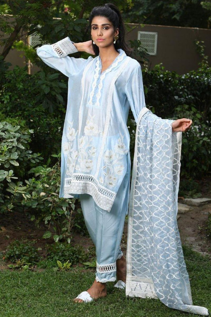 Maheen Trends - Apatite - Sky Blue - 3 Piece - Cotton Silk