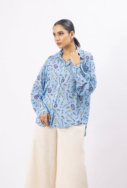 Gulabo - Loose Fit Nut Bolt Shirt - Bosky Lawn