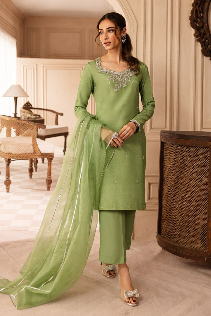 Allure by Ih - ALICE - Sage Green - Raw Silk & Organza - 3 Piece