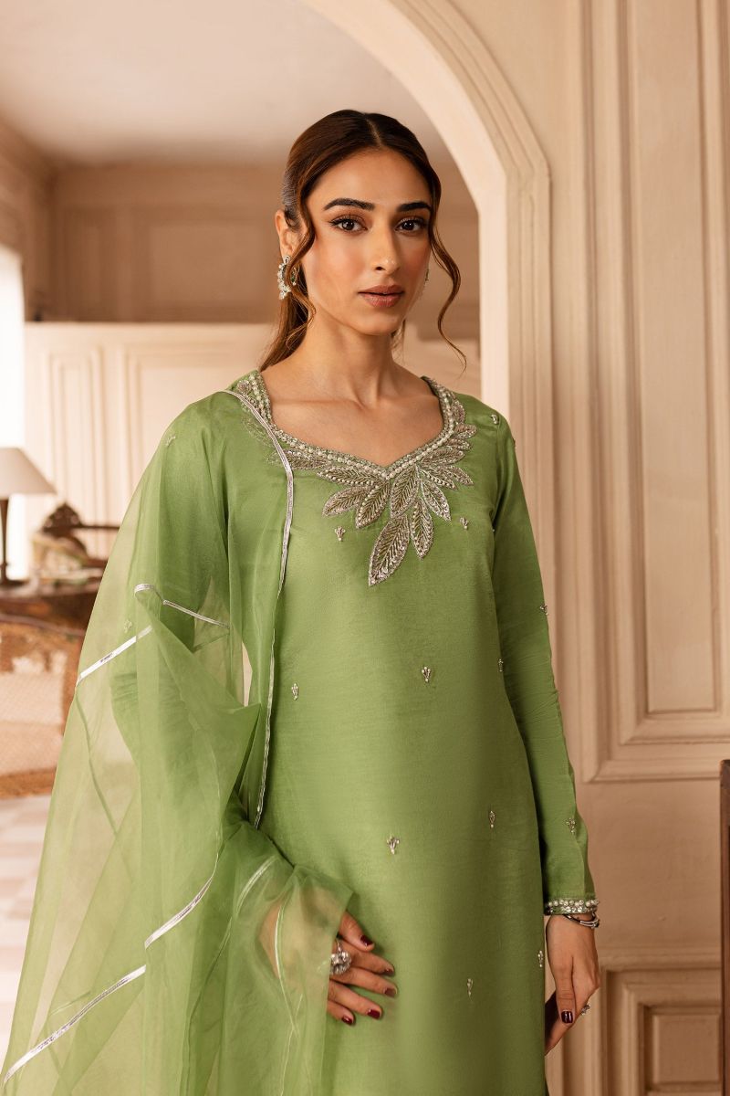 Allure by Ih - ALICE - Sage Green - Raw Silk & Organza - 3 Piece