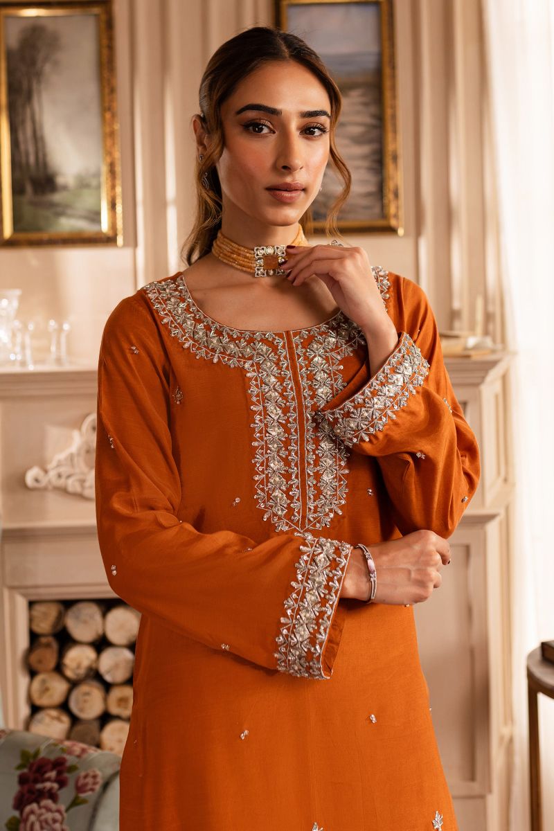 Allure by Ih - BELLA - Orange Rust - Raw Silk & Organza - 3 Piece