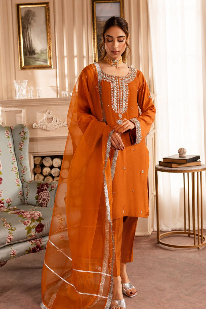 Allure by Ih - BELLA - Orange Rust - Raw Silk & Organza - 3 Piece