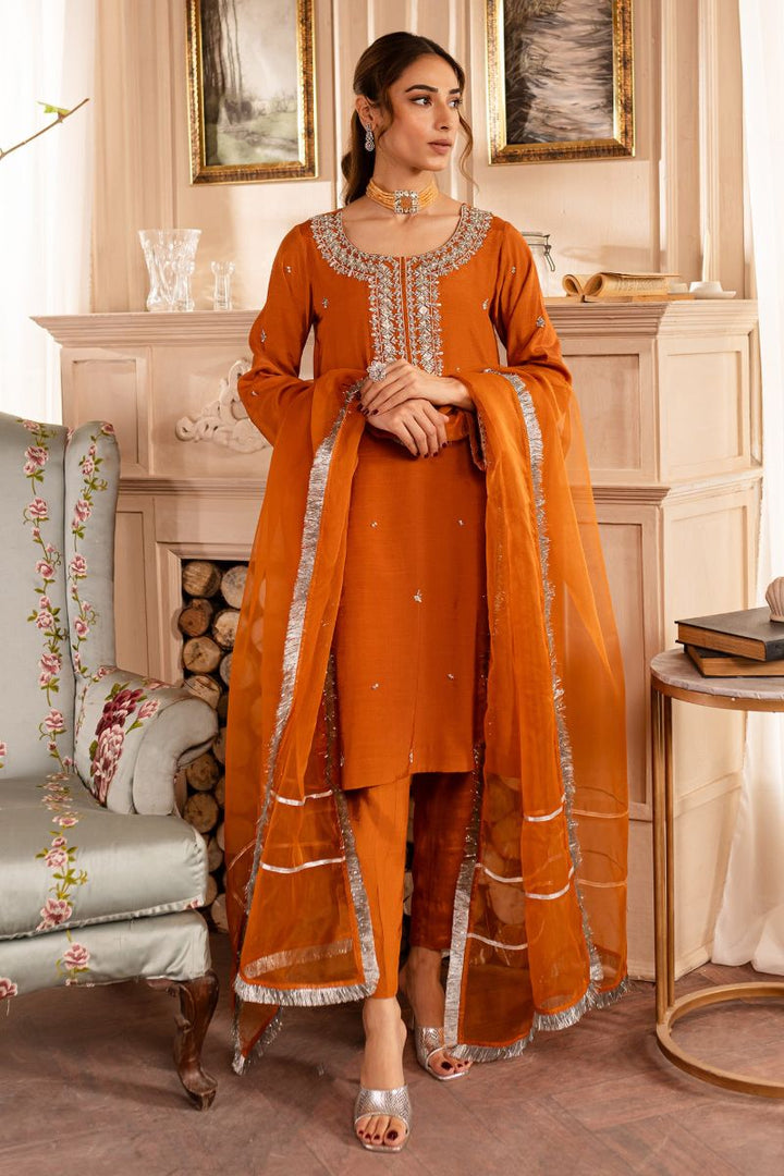 Allure by Ih - BELLA - Orange Rust - Raw Silk & Organza - 3 Piece