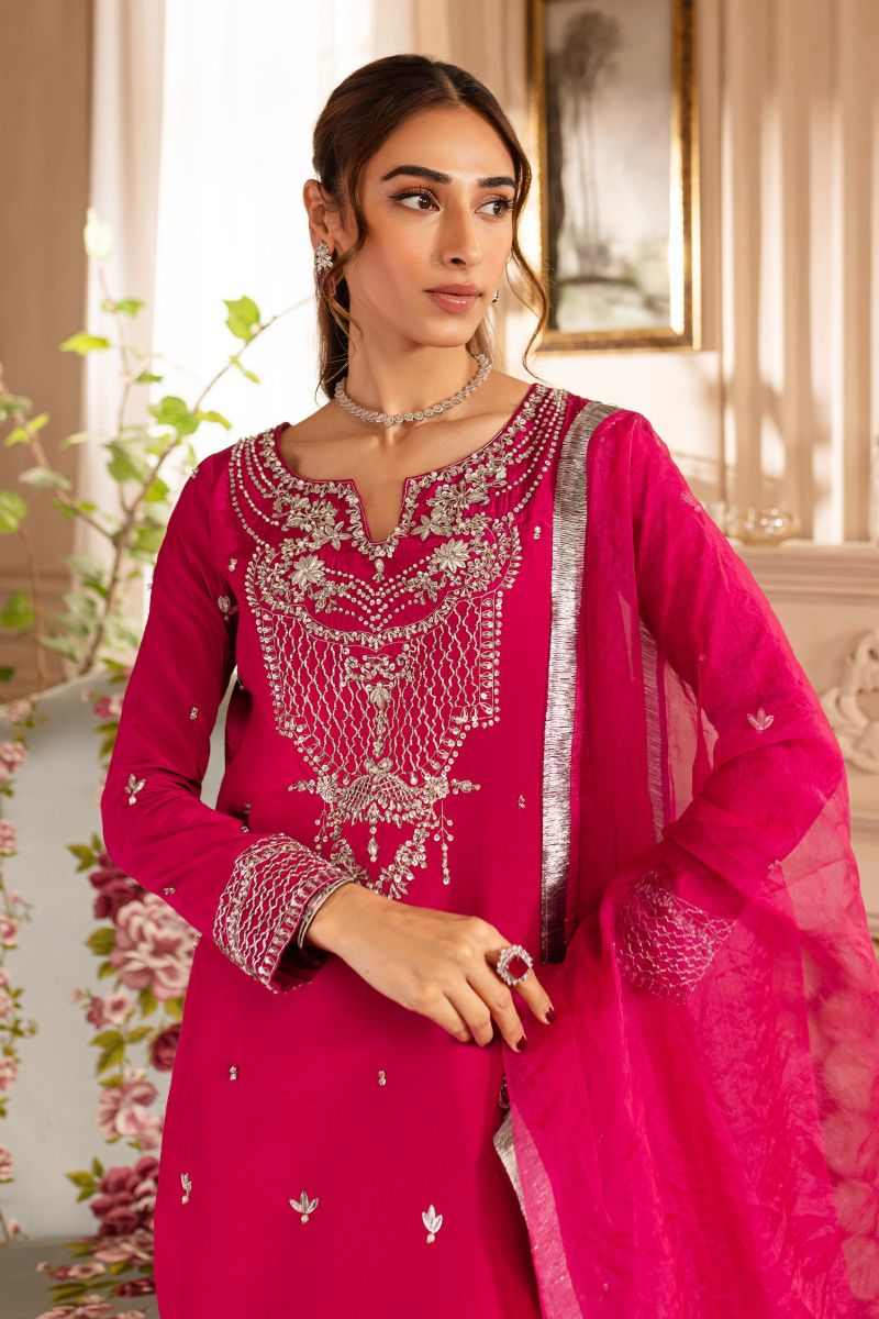 Allure by Ih - LOLA - Hot Pink - Raw Silk & Organza - 3 Piece