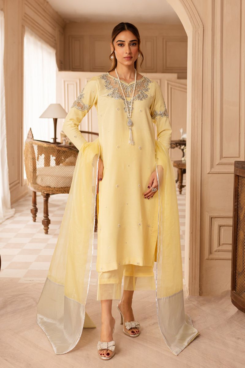 Allure by Ih - FAHA - Lemon - Raw Silk & Organza - 3 Piece