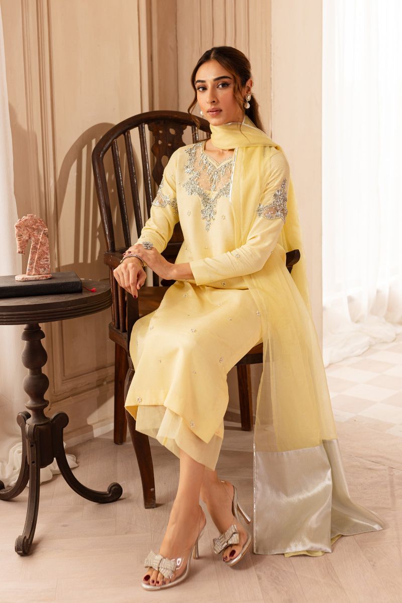 Allure by Ih - FAHA - Lemon - Raw Silk & Organza - 3 Piece