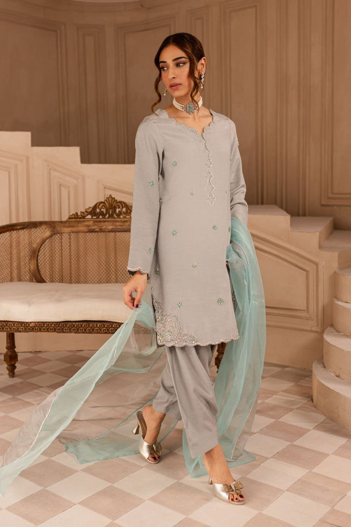 Allure by Ih - SELENA - Cloud Grey - Raw Silk & Organza - 3 Piece