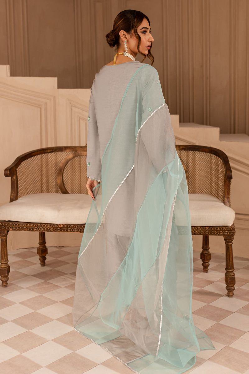 Allure by Ih - SELENA - Cloud Grey - Raw Silk & Organza - 3 Piece