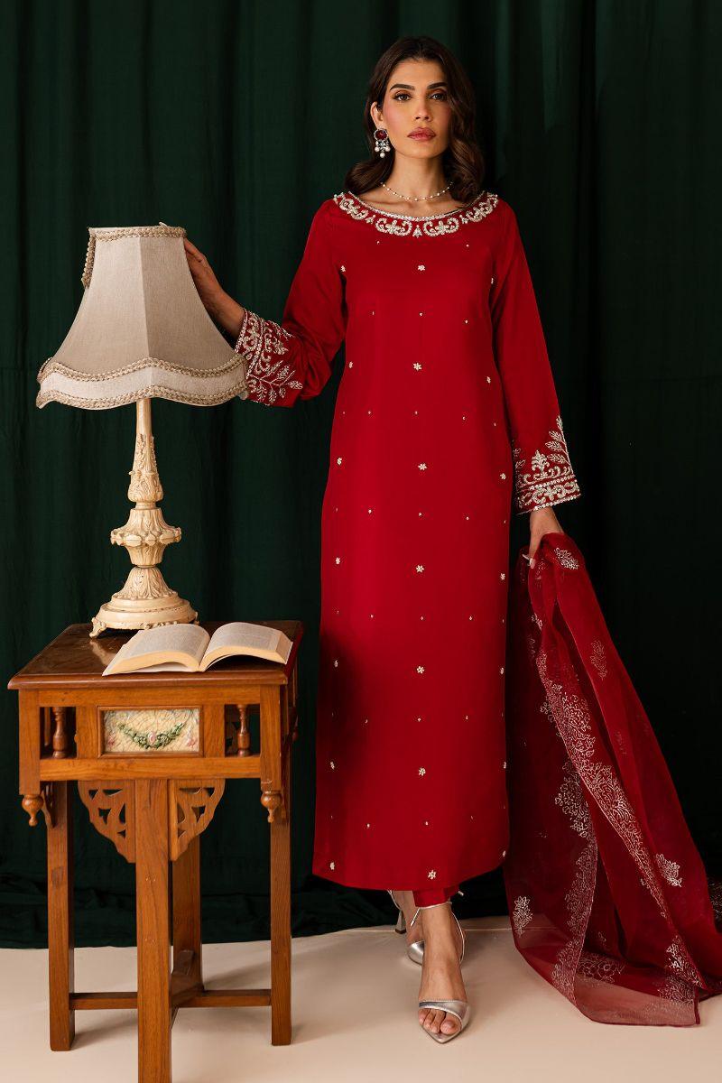 Allure by Ih - JEHAN - 3 Piece - Maroon - Katan Silk