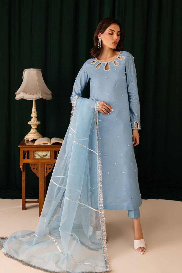 Allure by Ih - NURAY - 3 Piece - Sky Blue - Katan Silk