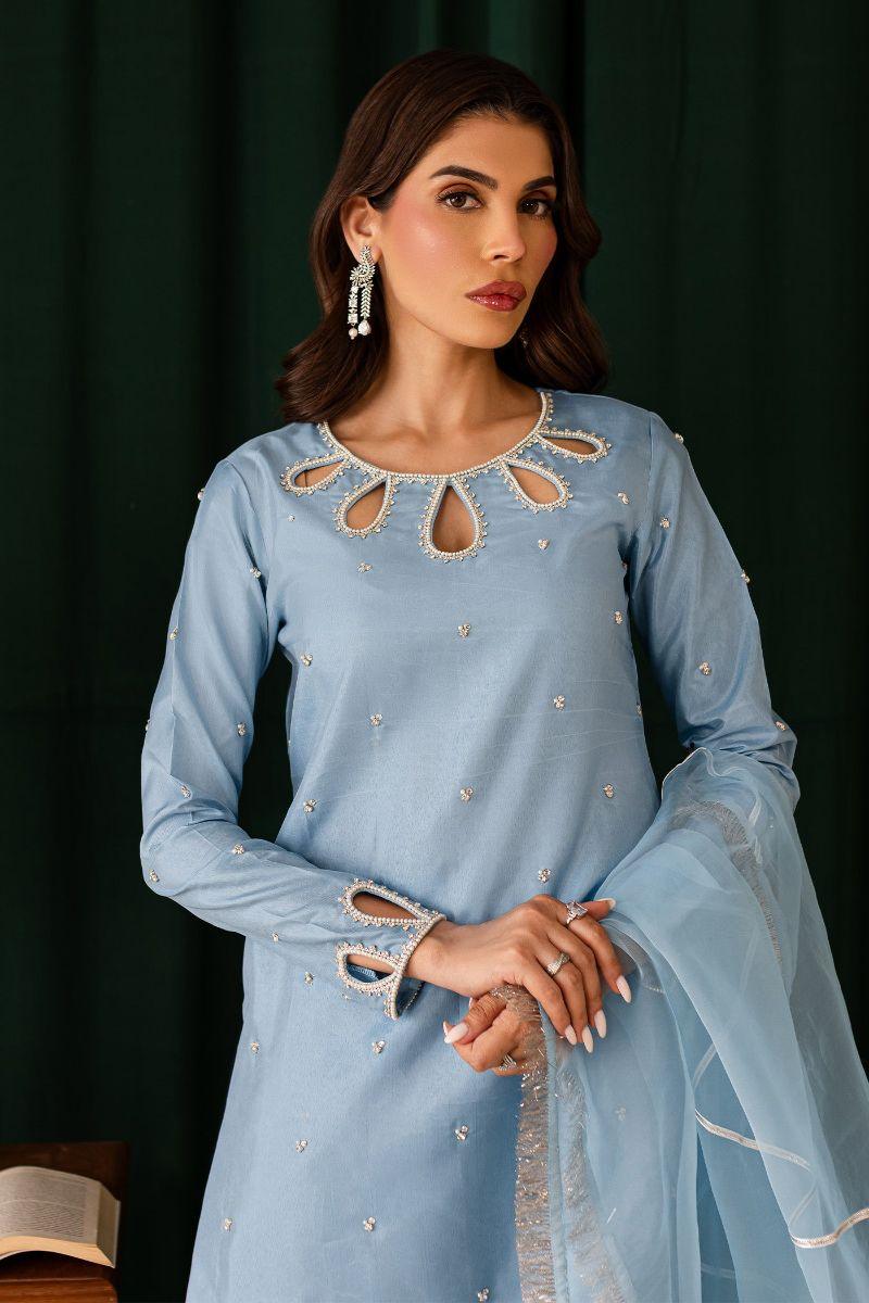 Allure by Ih - NURAY - 3 Piece - Sky Blue - Katan Silk