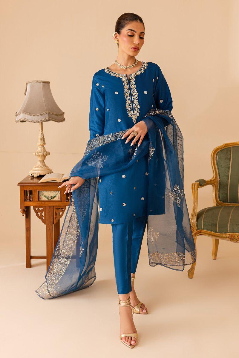 Allure by Ih - FALAK - 3 Piece - Teal - Katan Silk