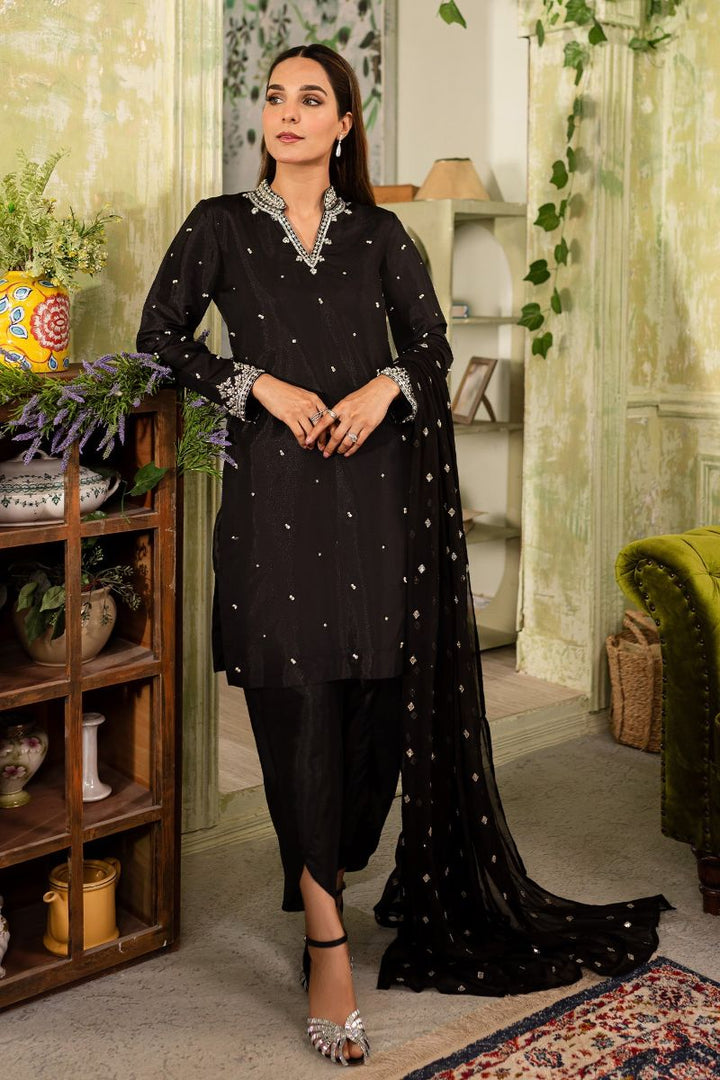 Allure by IH - ELANA - Black - Katan Silk & Chiffon - 3 Piece