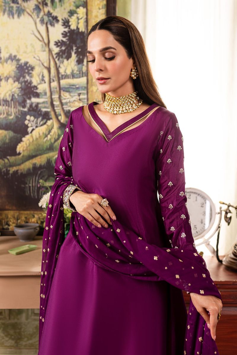 Allure by IH - ANYA - Aubergine - Medium Raw Silk & Chiffon - 3 Piece