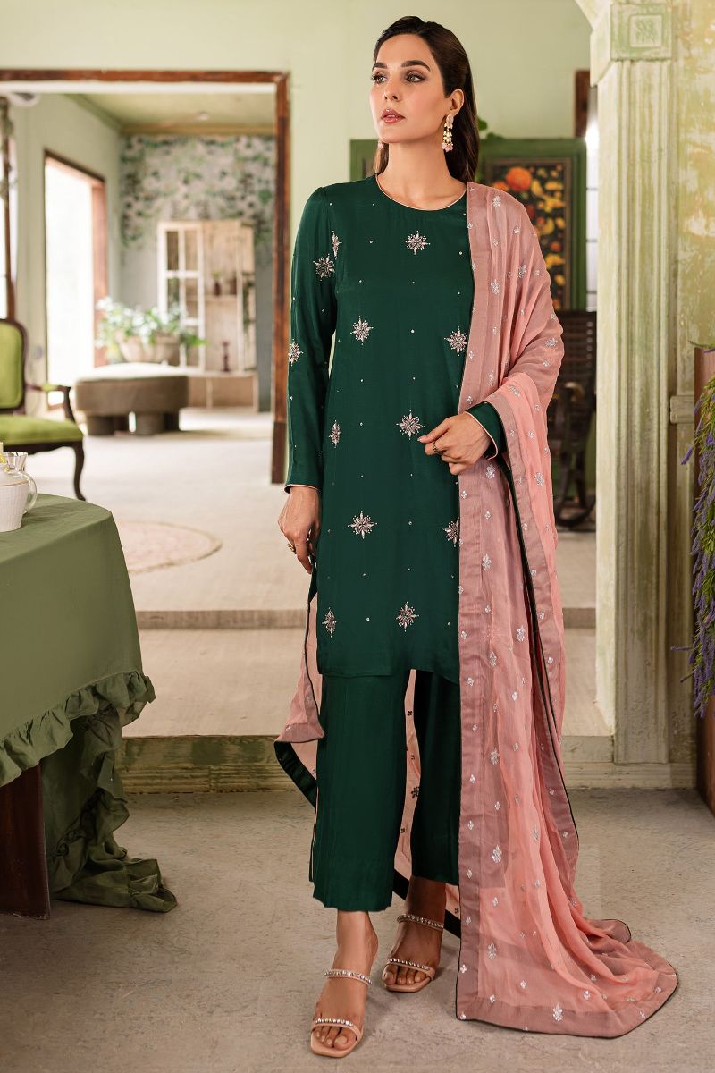 Allure by IH - ESMA - Emerald - Medium Raw Silk &  Chiffon - 3 Piece