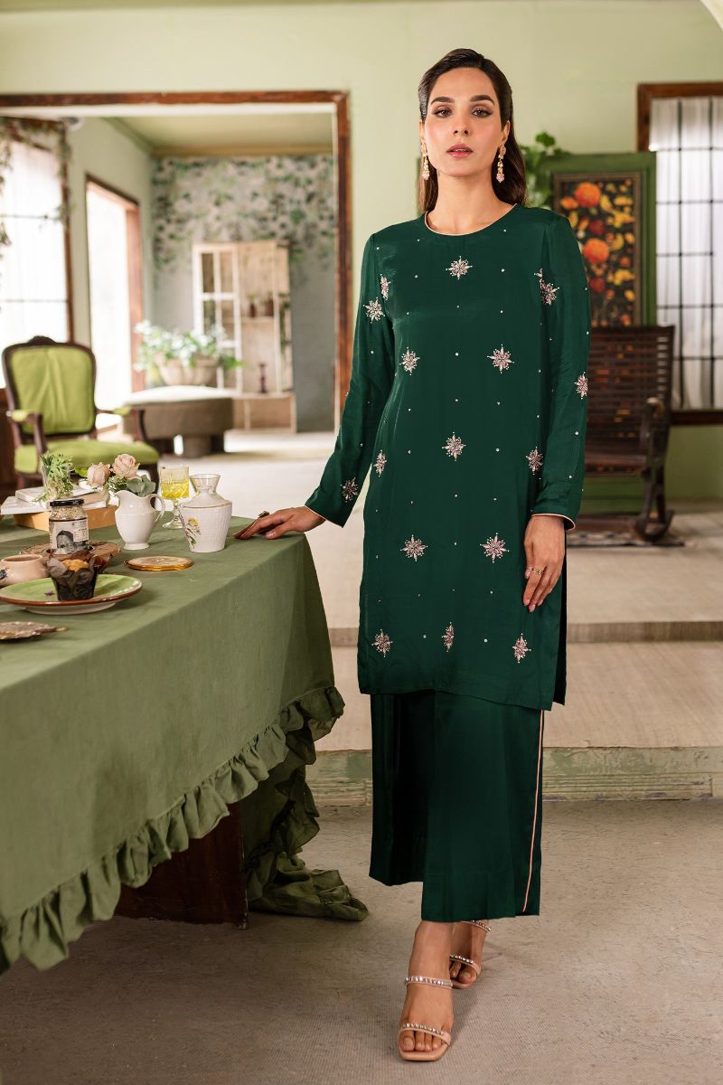 Allure by IH - ESMA - Emerald - Medium Raw Silk &  Chiffon - 3 Piece