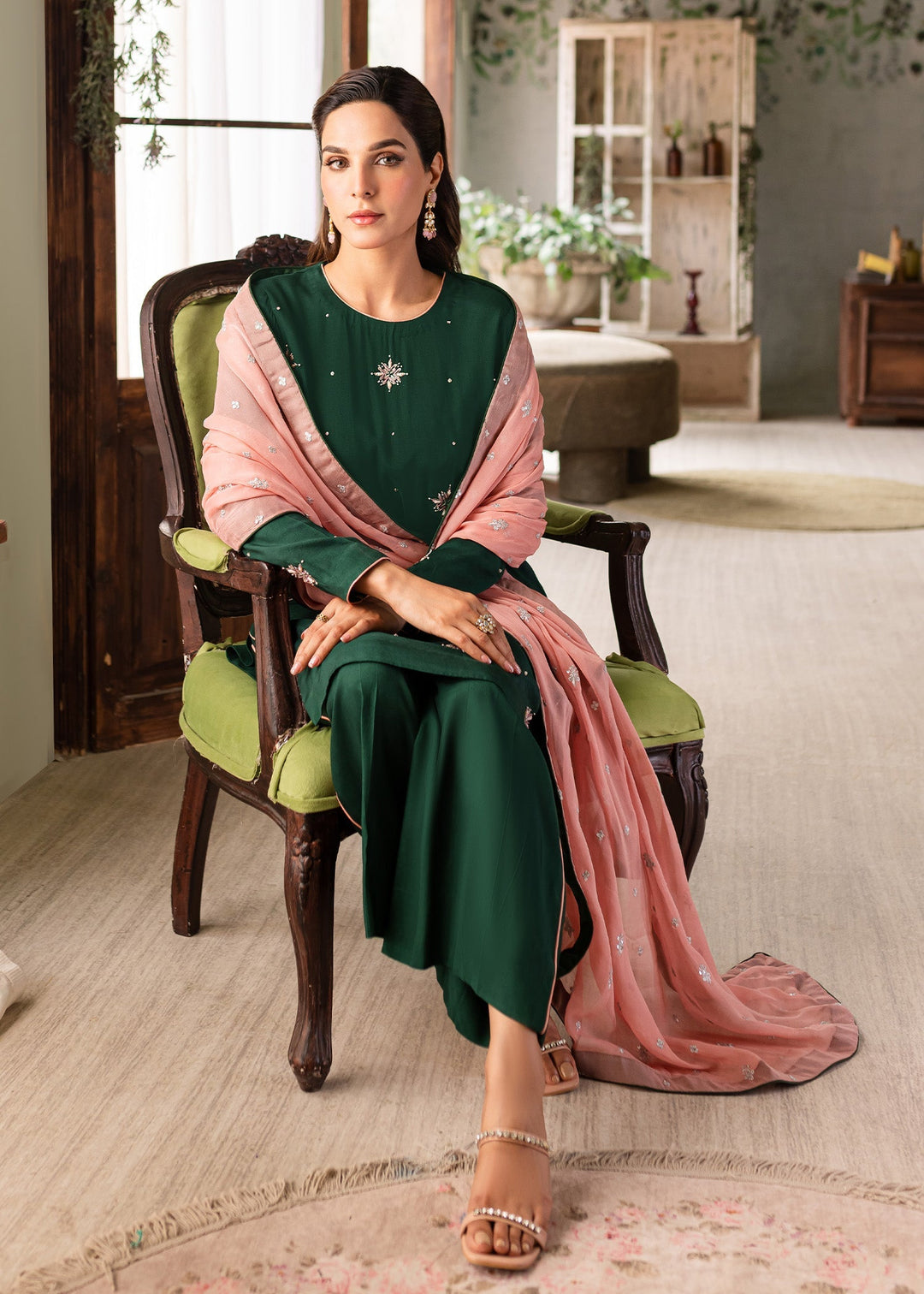 Allure by IH - ESMA - Emerald - Medium Raw Silk &  Chiffon - 3 Piece