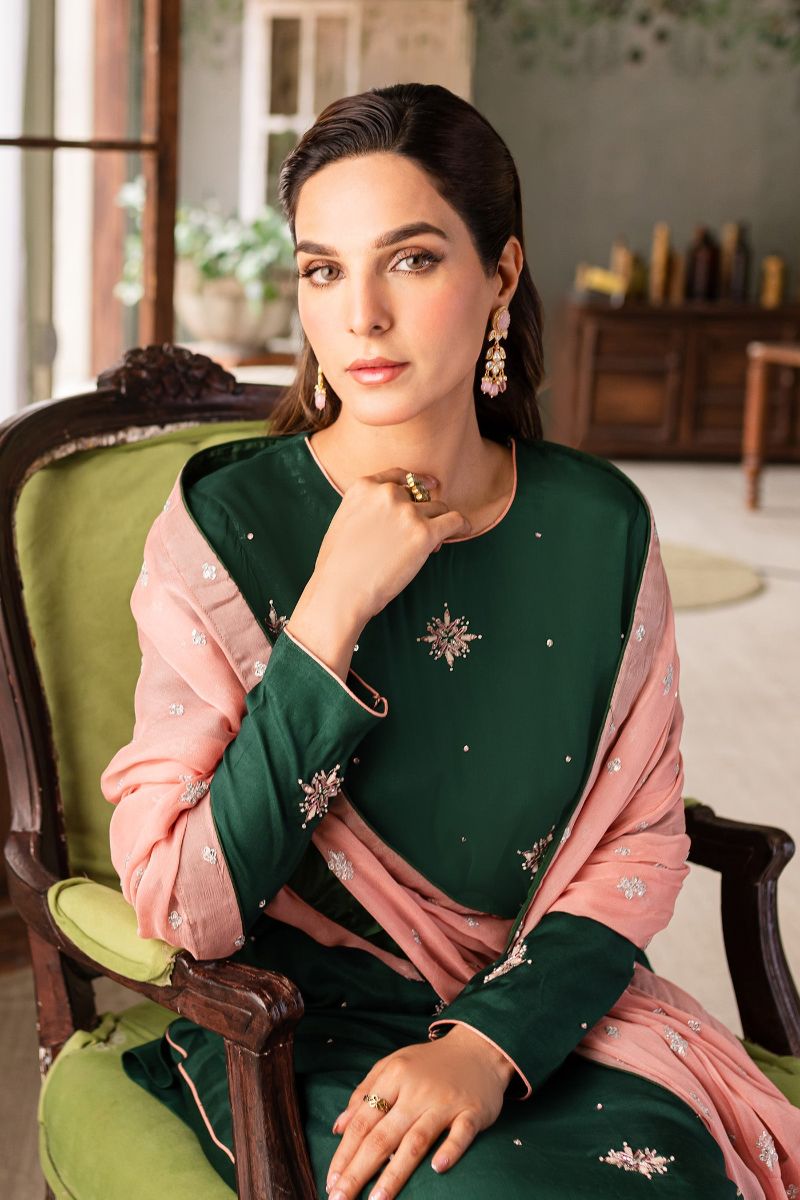 Allure by IH - ESMA - Emerald - Medium Raw Silk &  Chiffon - 3 Piece