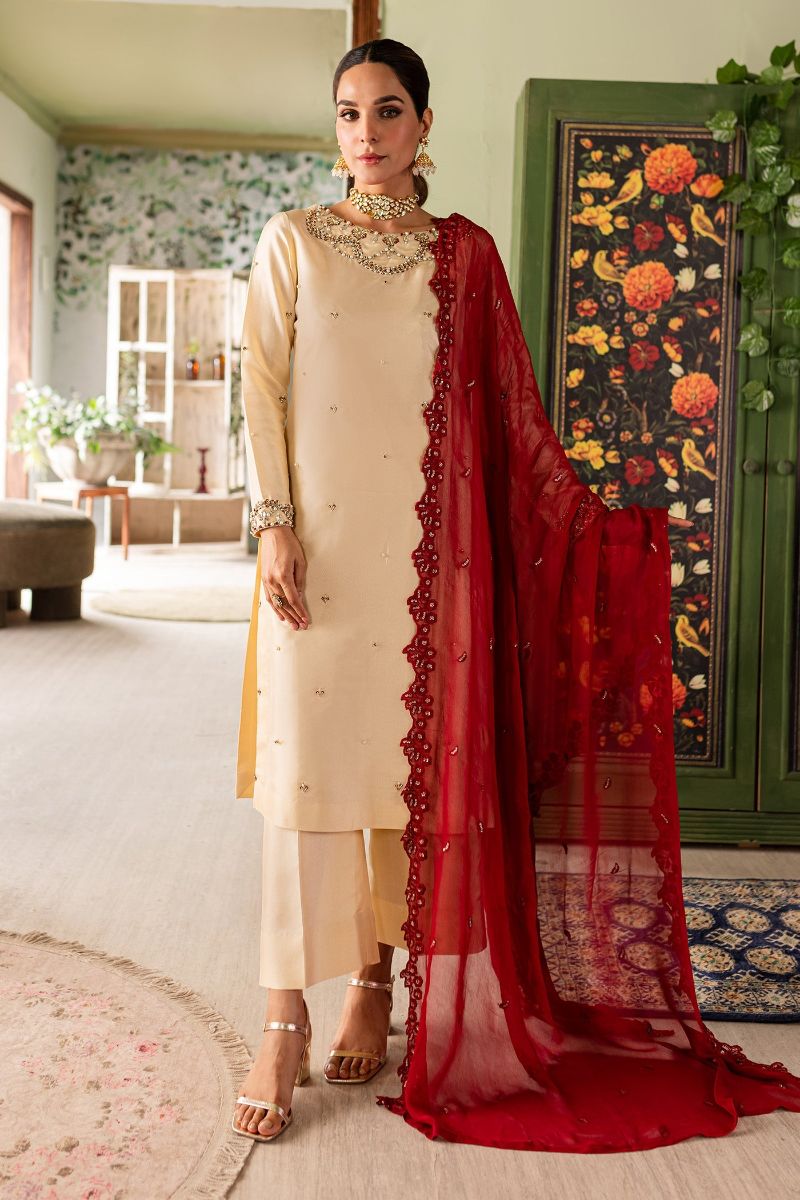 Allure by IH - RYMA - Ivory - Katan Silk & Chiffon - 3 Piece